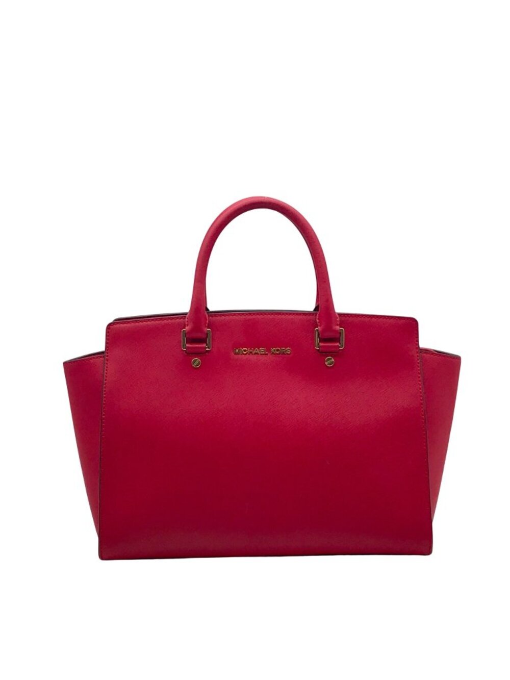 Vibrant Red Michael Kors Leather Structured Satchel Bag